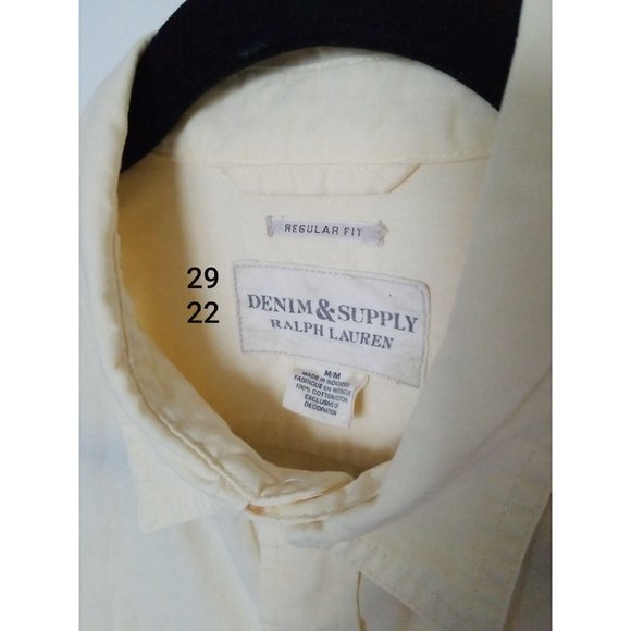DENIM & SUPPLY Mens Regular Fit  S/S Button Front Logo Shirt M Light Yellow - Picture 8 of 8